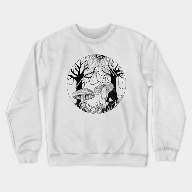 Enchanted forest with mushrooms Crewneck Sweatshirt by PrintablesPassions